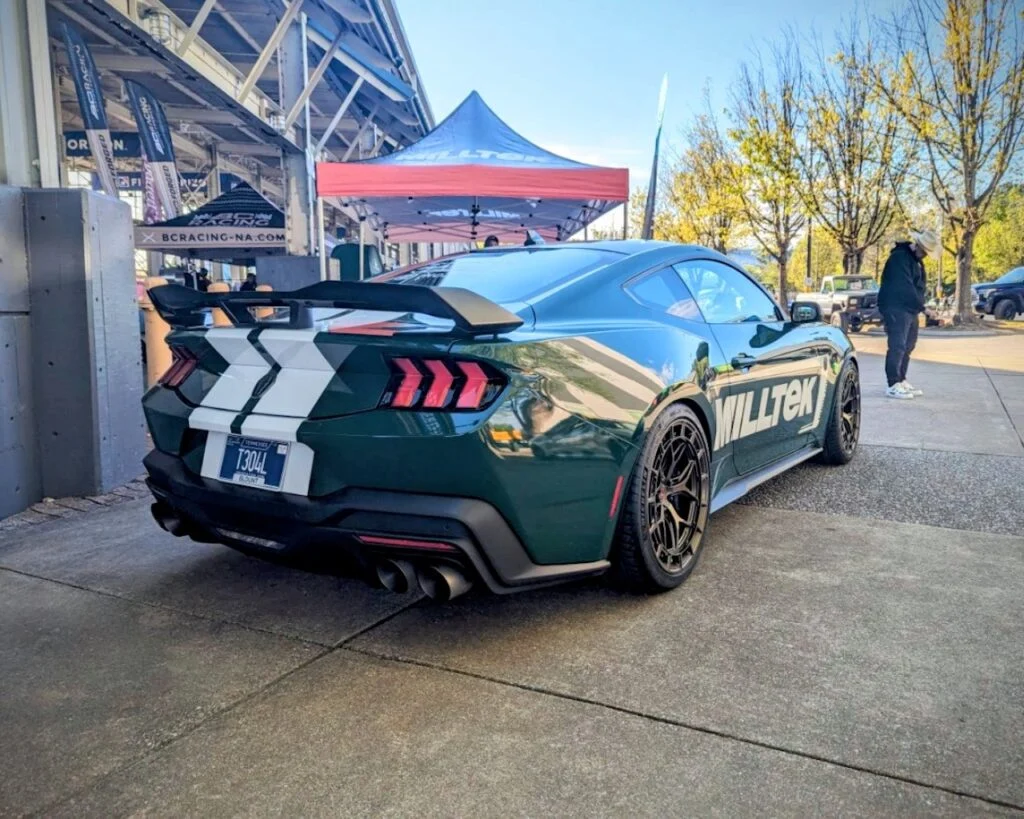 Milltek's Mustang Dark Horse - Passenger’s side, rear 3/4